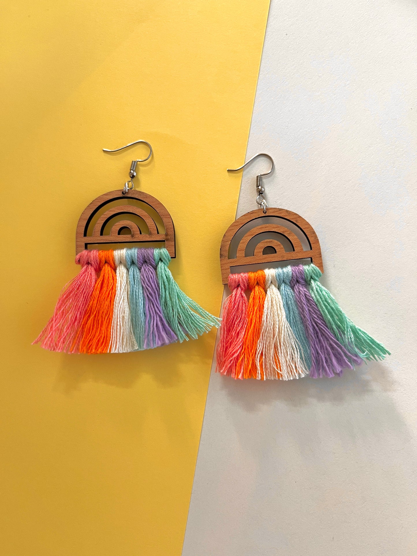 Multi-Color Boho Style Macrame Earrings
