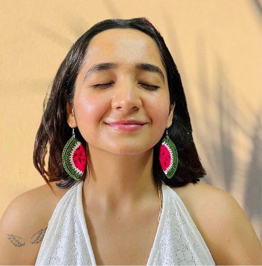 Watermelon Shape Handmade Crochet Earrings