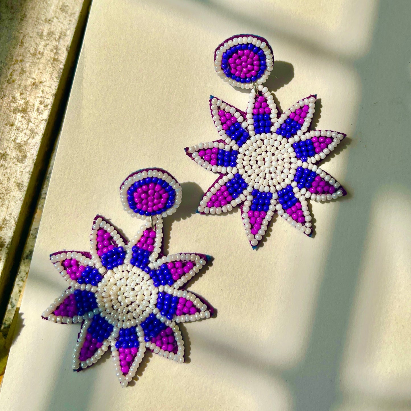 Flower Shape Handmade Beaded Earrings