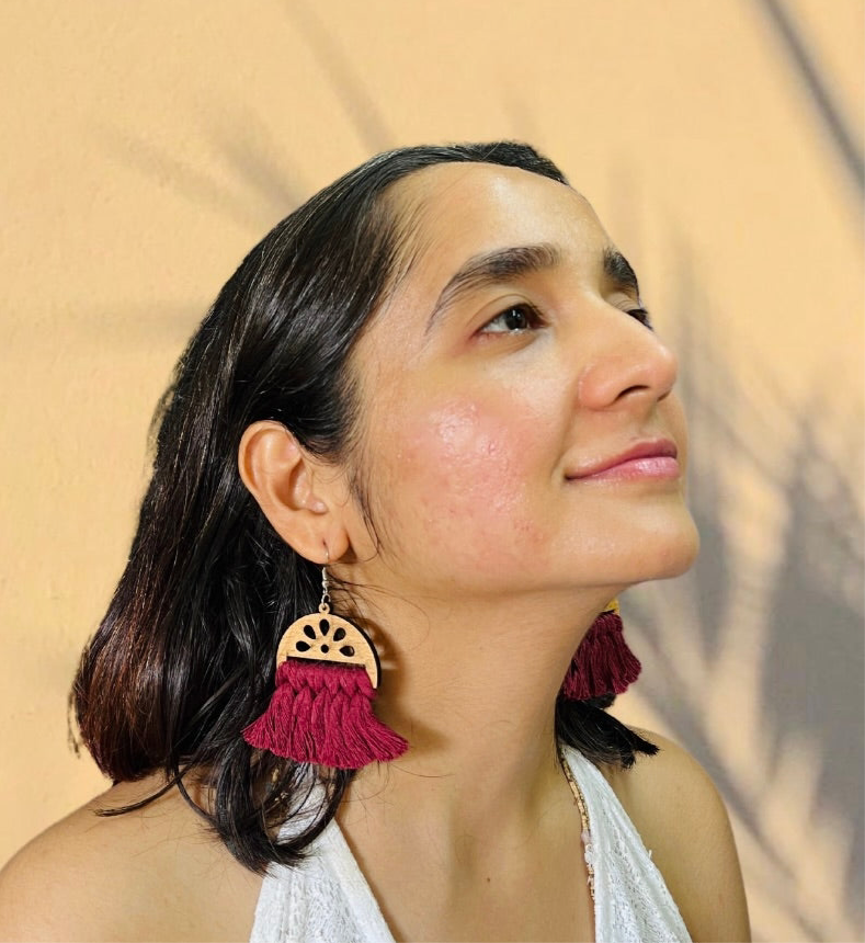 Red Boho Style Macrame Earrings