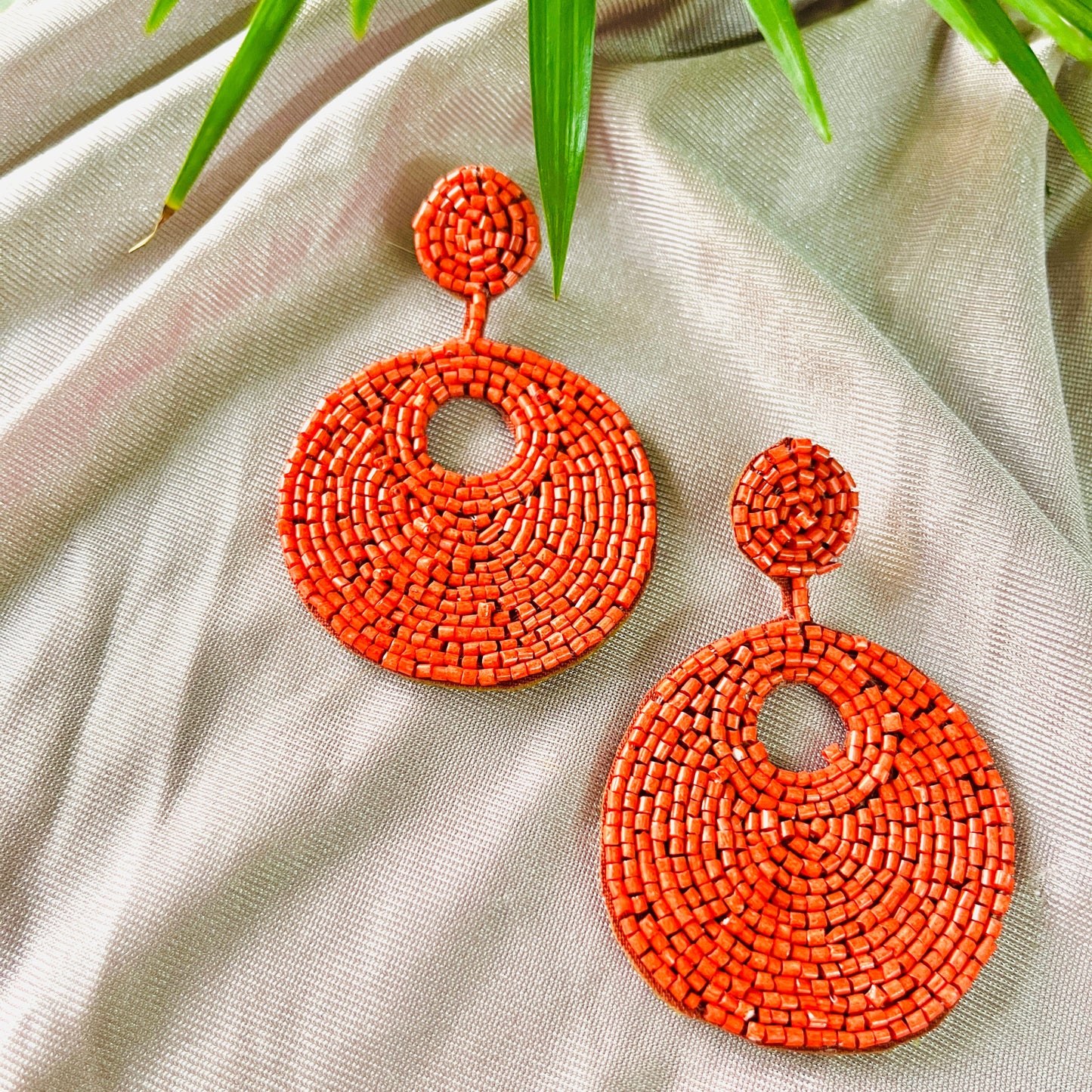 All Red Handmade Beaded Earring