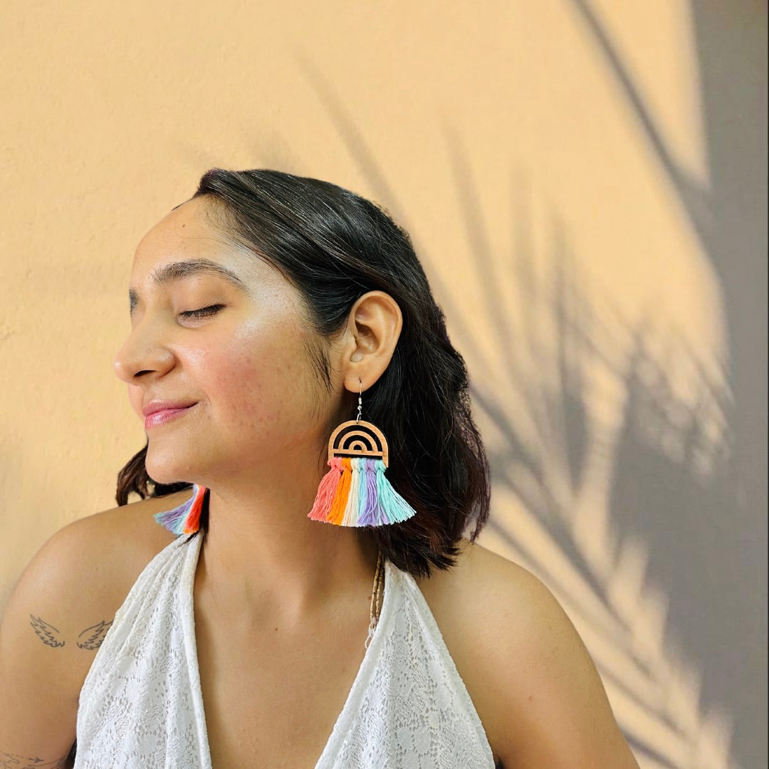 Multi-Color Boho Style Macrame Earrings