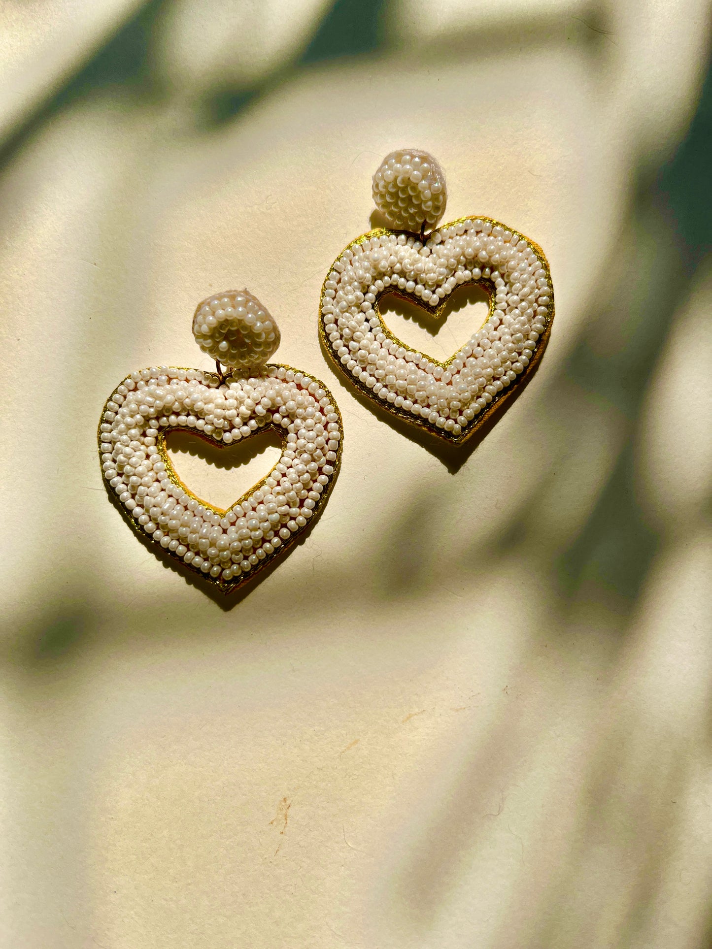 All White Beaded Handmade Earrings