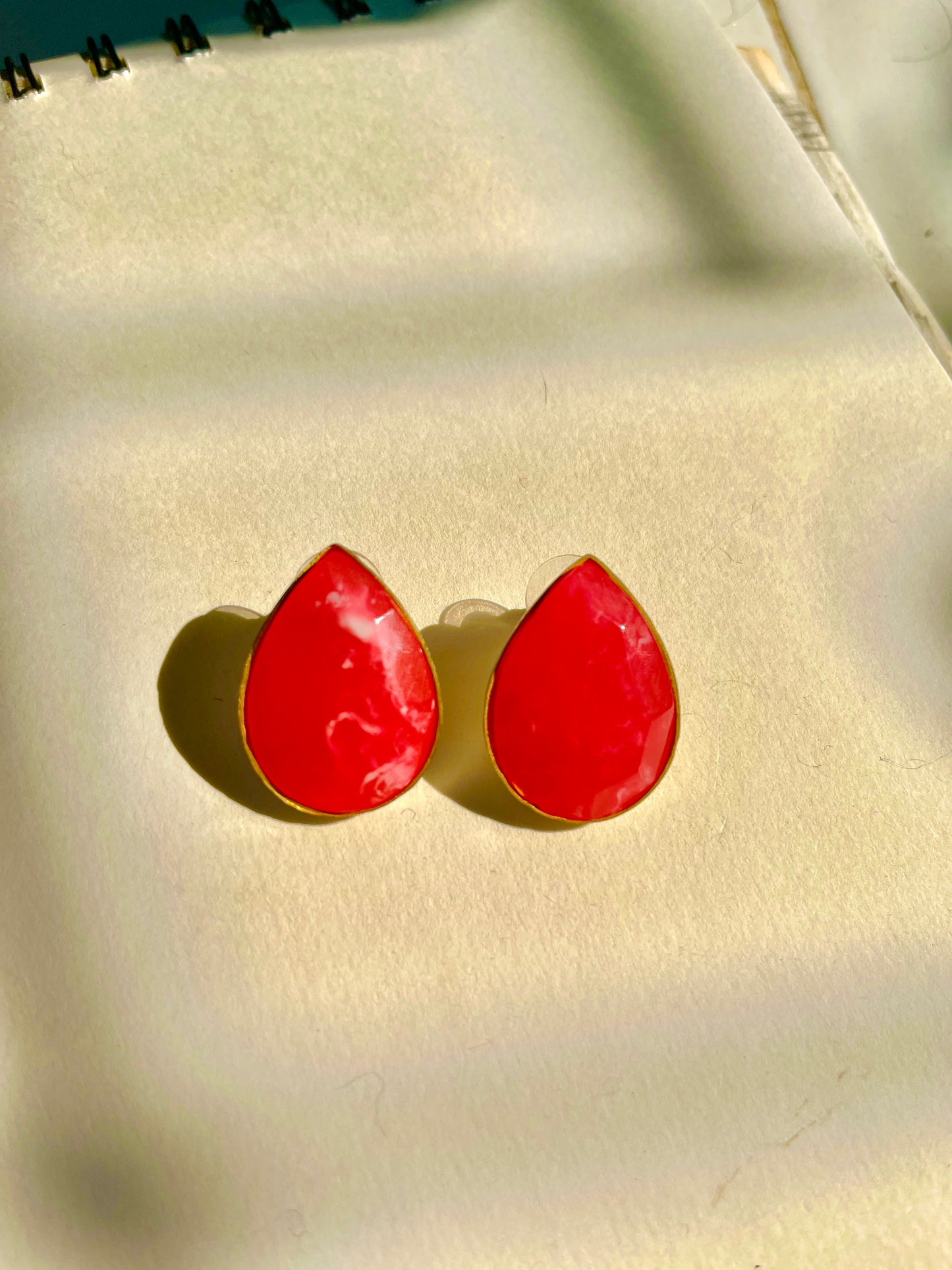 Pink Drop Shape Stud Earrings