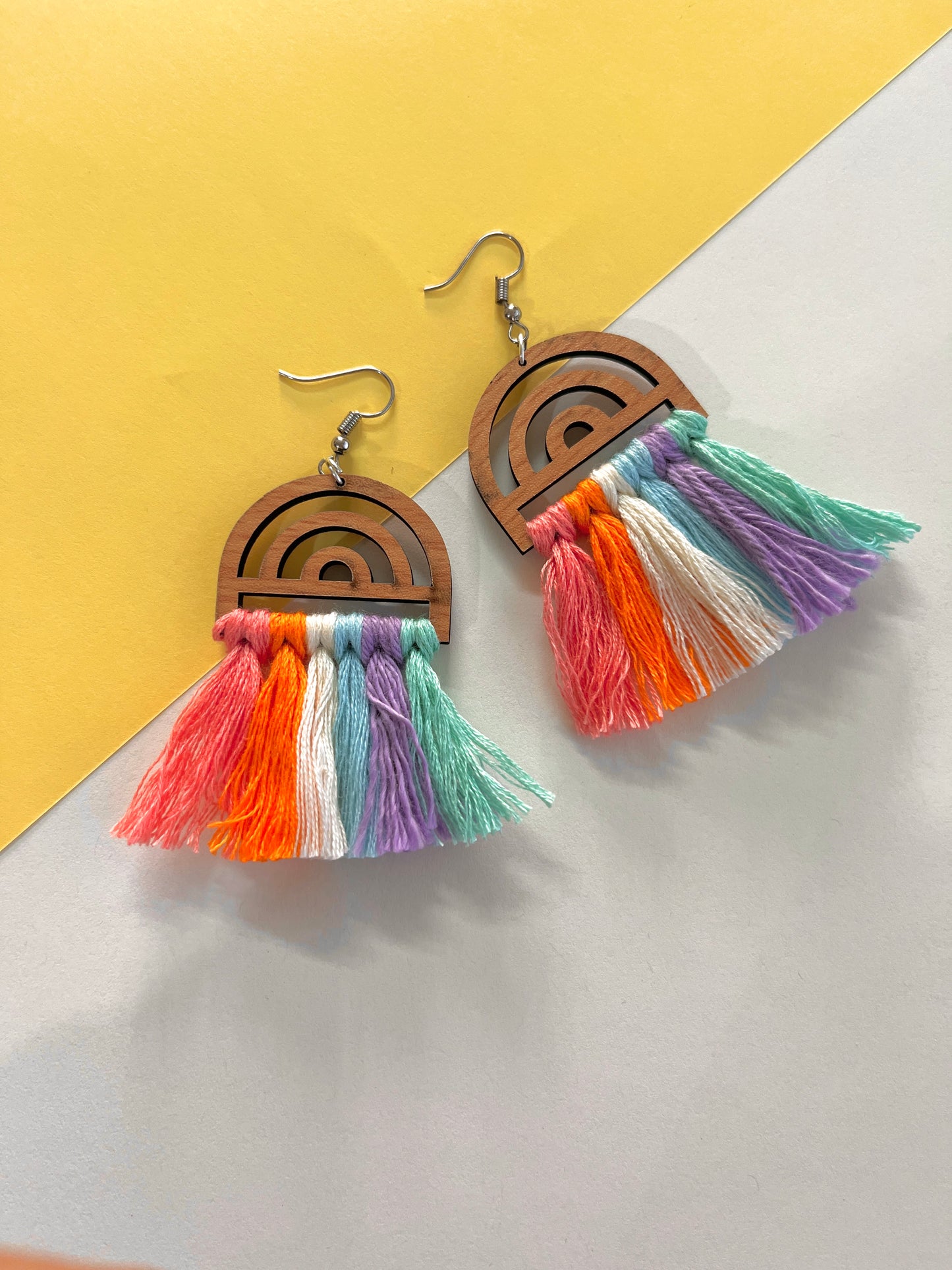 Multi-Color Boho Style Macrame Earrings