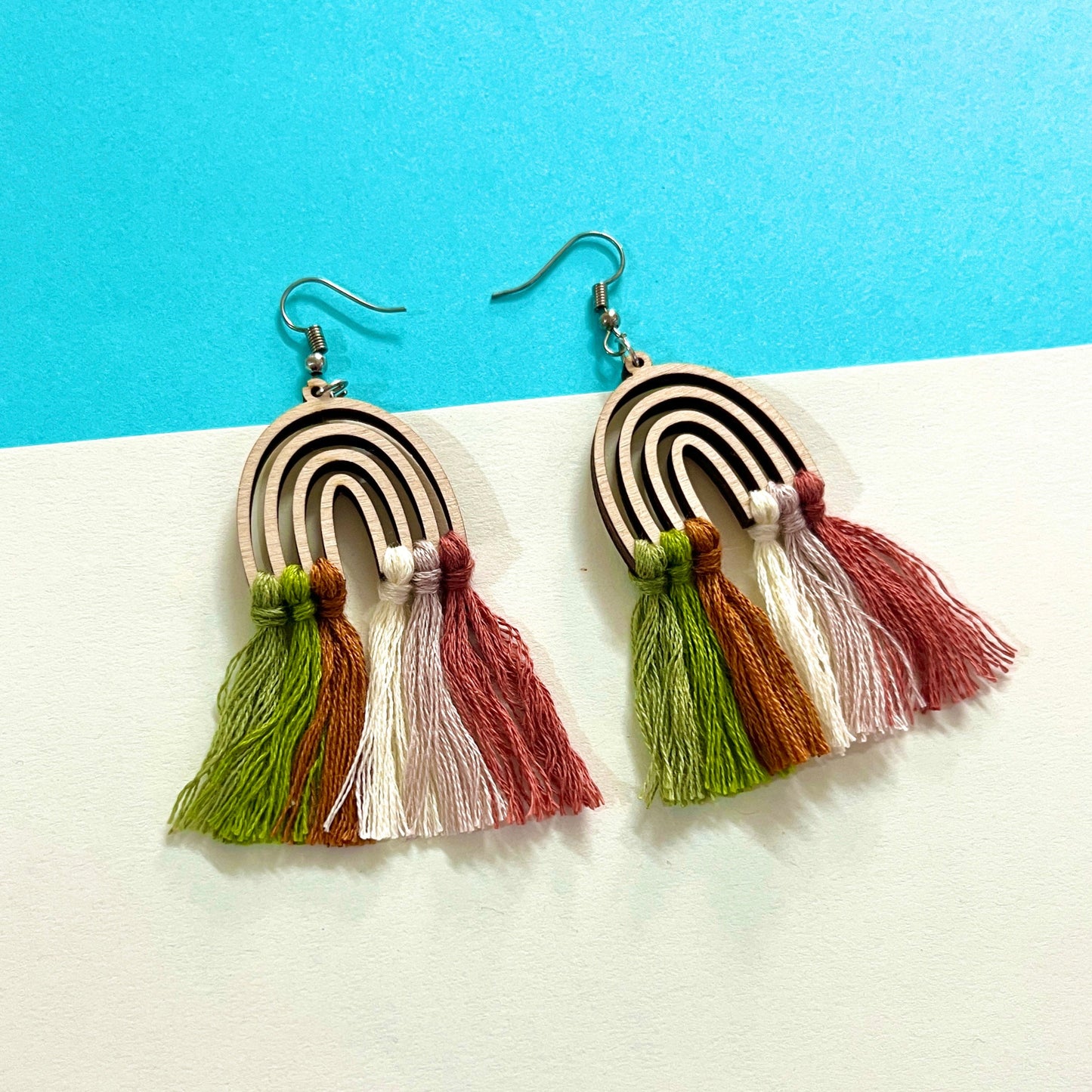 Multi-Color Frills Shaped Handmade Macrame Earrings