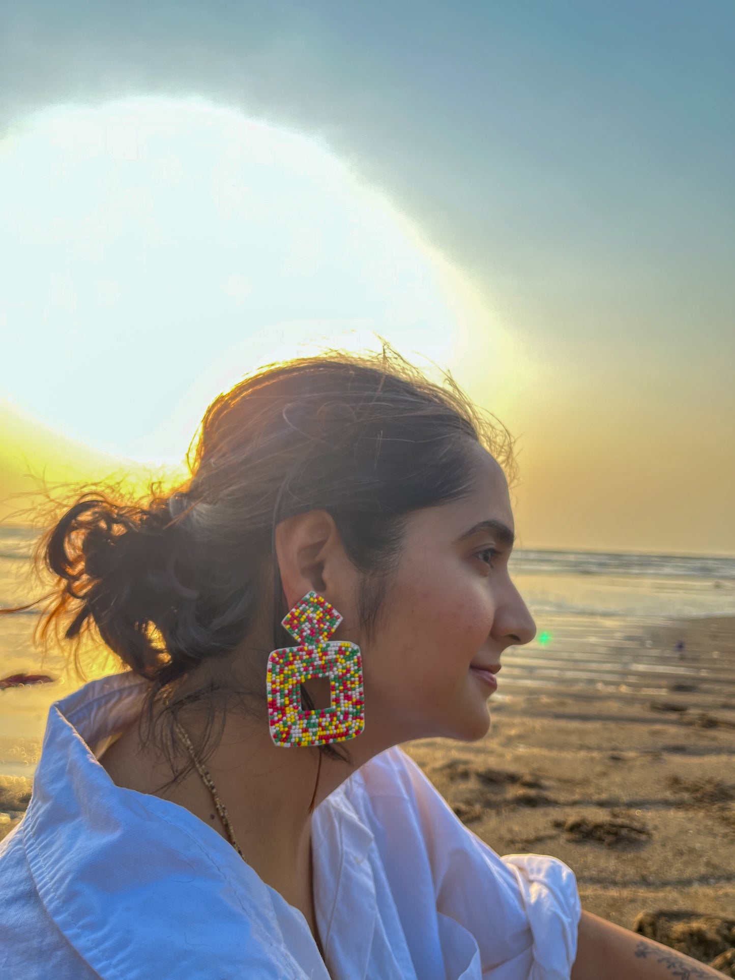 Multi Colour Handmade Beaded Earrings