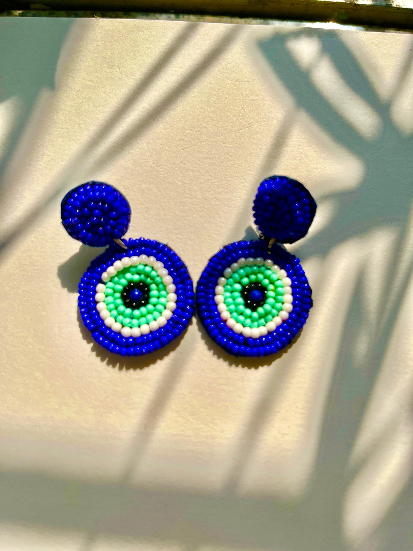 Blue Evil Eye Handmade Beaded Earrings