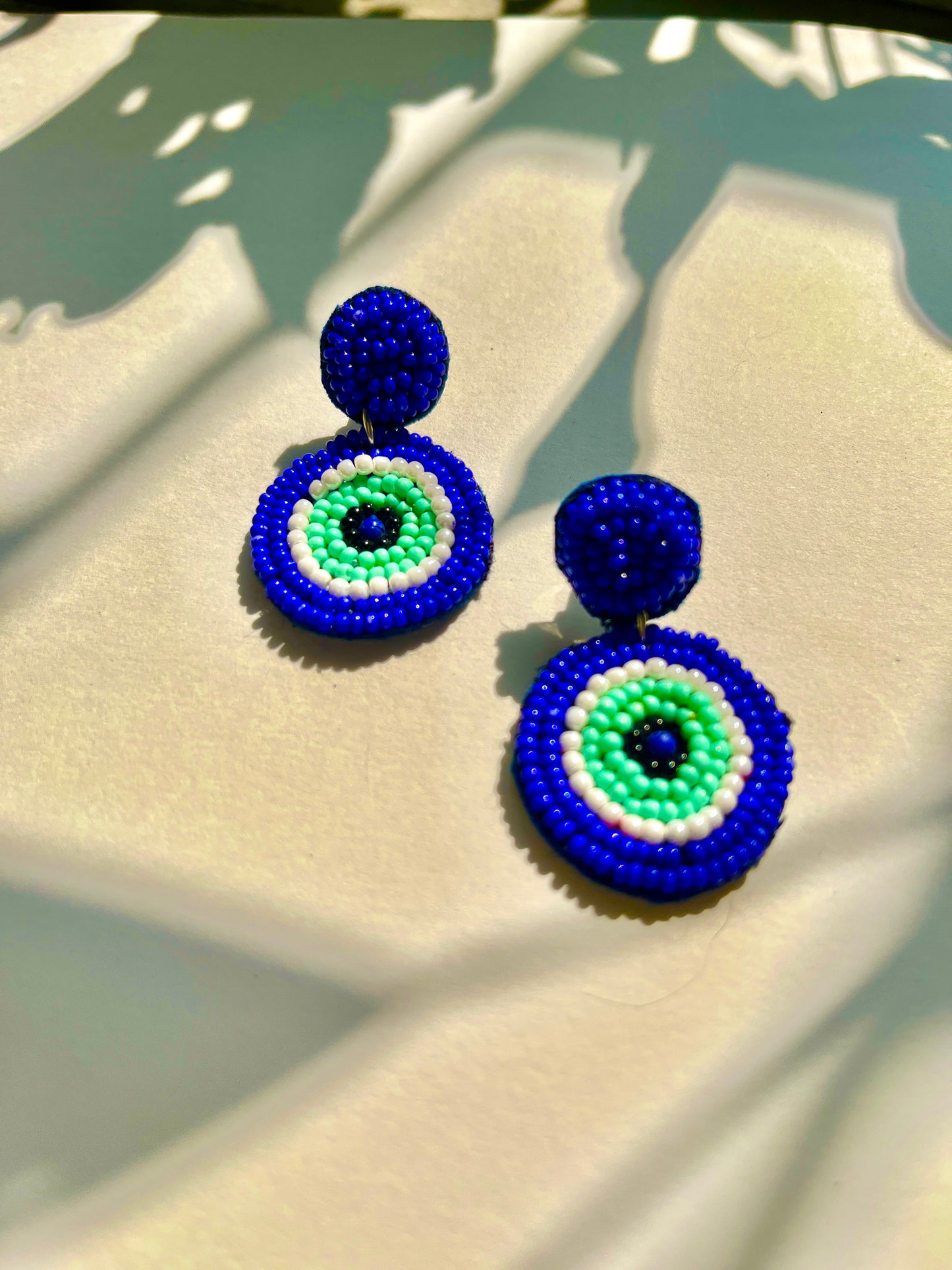 Blue Evil Eye Handmade Beaded Earrings