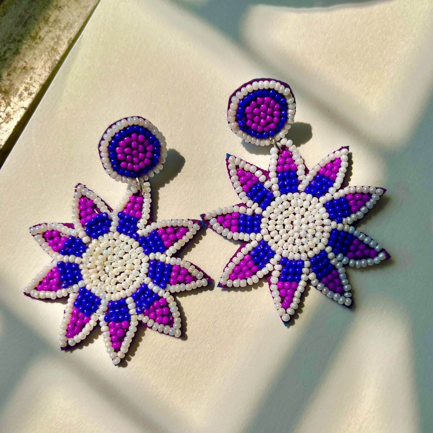 Flower Shape Handmade Beaded Earrings
