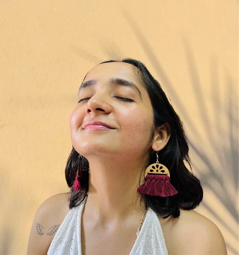 Red Boho Style Macrame Earrings