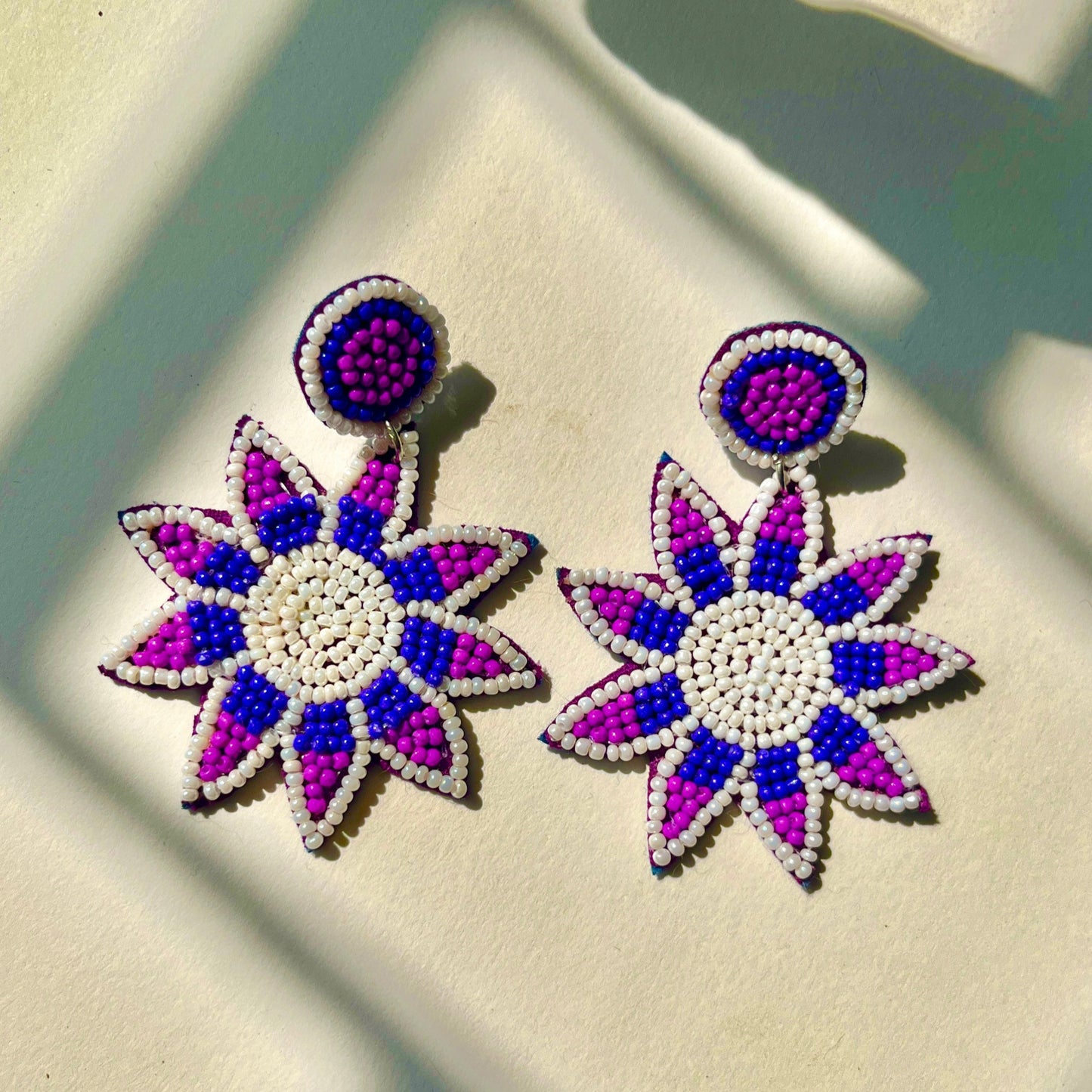 Flower Shape Handmade Beaded Earrings