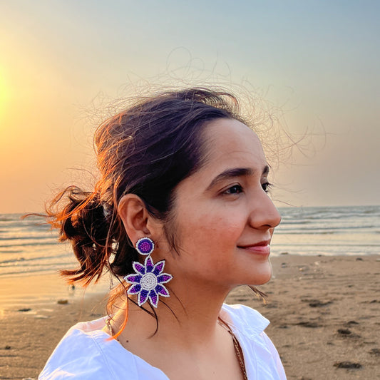 Flower Shape Handmade Beaded Earrings