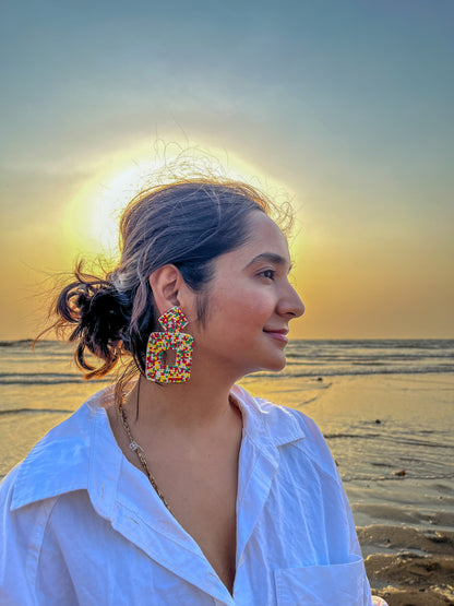 Multi Colour Handmade Beaded Earrings